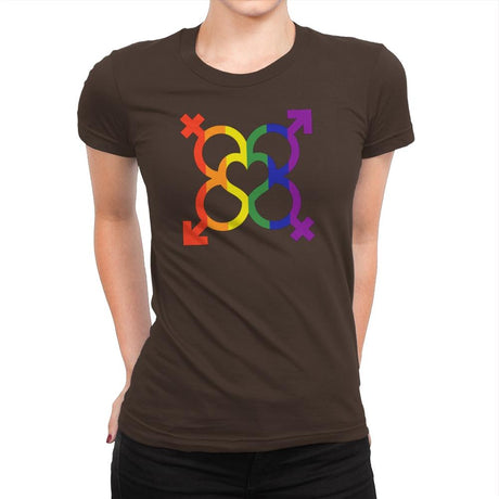 L.O.V.E. - Pride - Womens Premium T-Shirts RIPT Apparel Small / Dark Chocolate