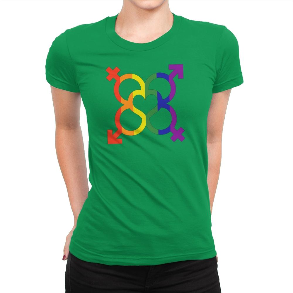 L.O.V.E. - Pride - Womens Premium T-Shirts RIPT Apparel Small / Kelly Green
