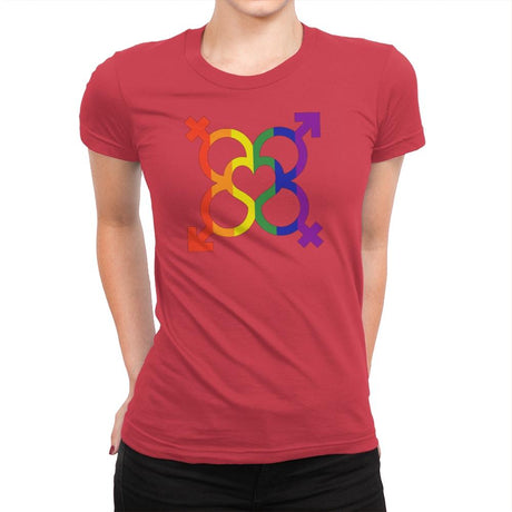L.O.V.E. - Pride - Womens Premium T-Shirts RIPT Apparel Small / Red