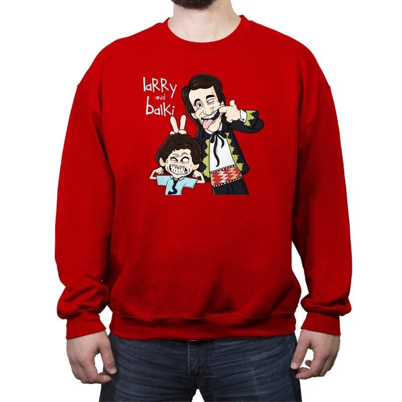 Larry y Balki - Crew Neck Sweatshirt Crew Neck Sweatshirt RIPT Apparel Small / Red