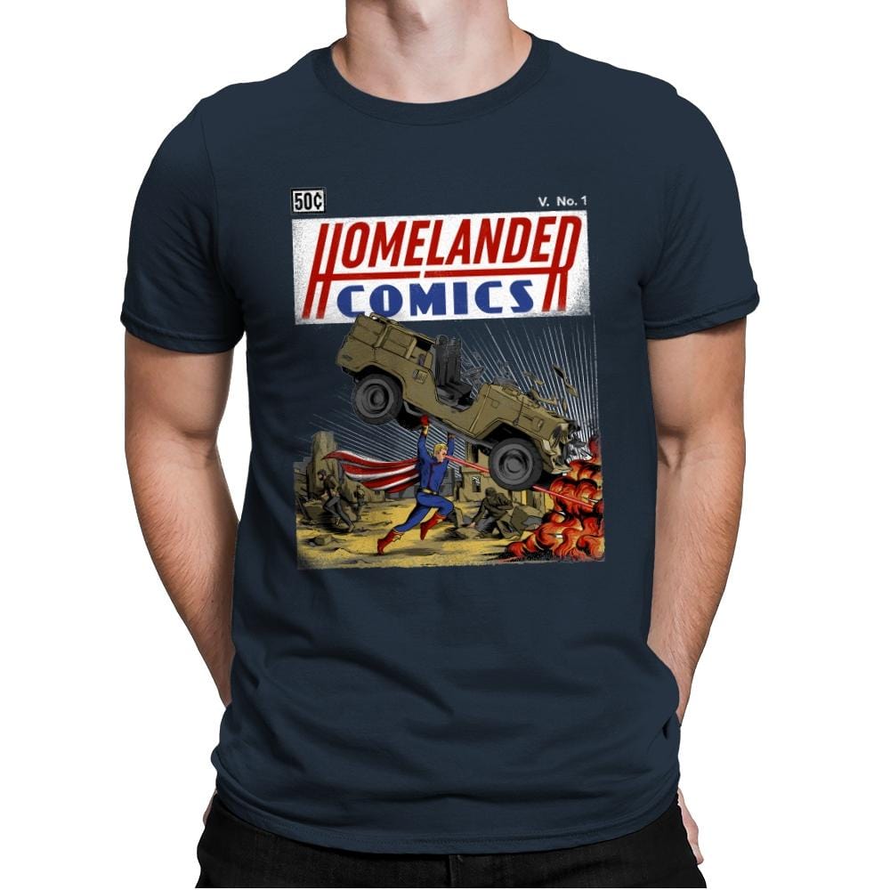 Laser Eyes Comics - Mens Premium T-Shirts RIPT Apparel Small / Indigo