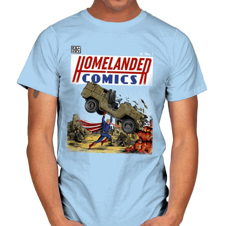 Laser Eyes Comics - Mens T-Shirts RIPT Apparel Small / Light Blue