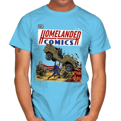 Laser Eyes Comics - Mens T-Shirts RIPT Apparel Small / Sky