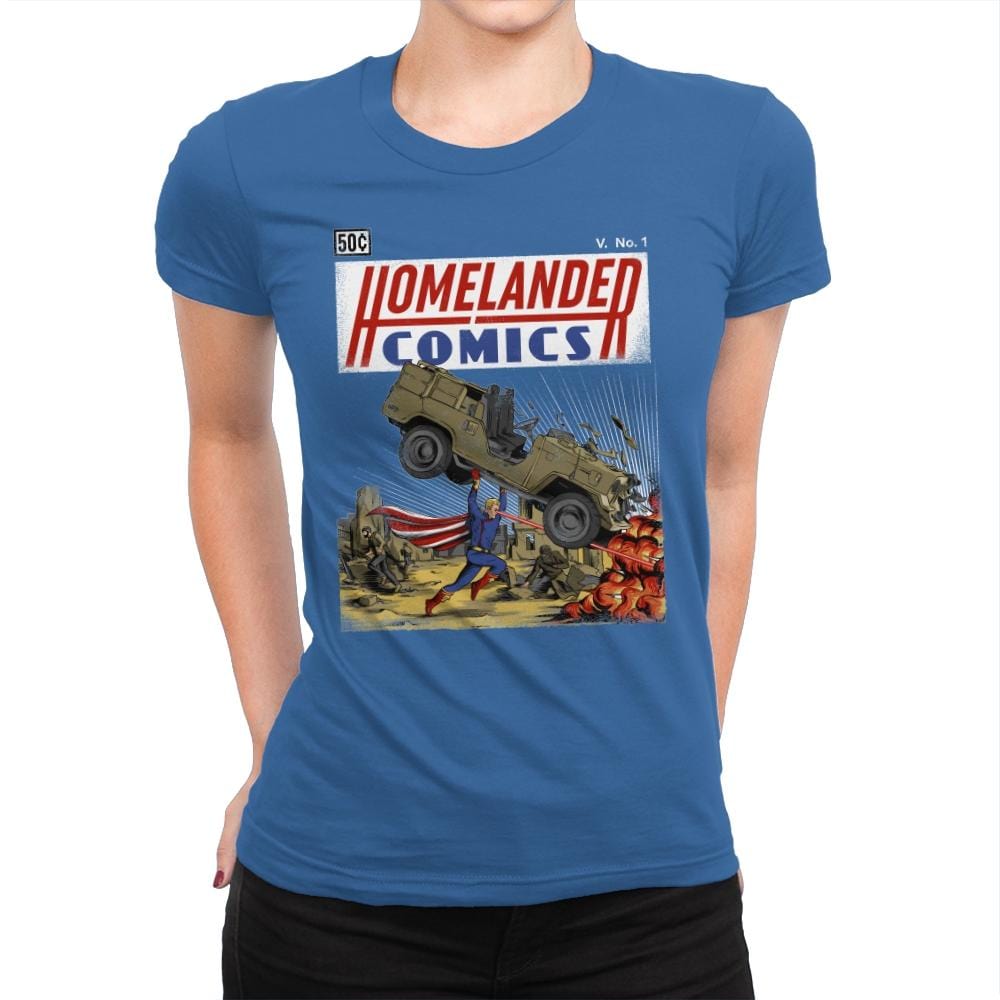 Laser Eyes Comics - Womens Premium T-Shirts RIPT Apparel Small / Royal
