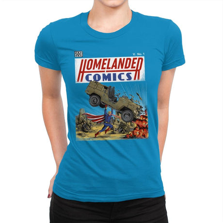 Laser Eyes Comics - Womens Premium T-Shirts RIPT Apparel Small / Turquoise