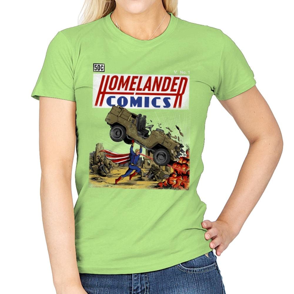 Laser Eyes Comics - Womens T-Shirts RIPT Apparel Small / Mint Green