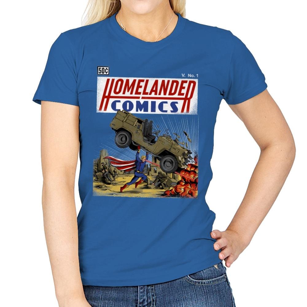 Laser Eyes Comics - Womens T-Shirts RIPT Apparel Small / Royal