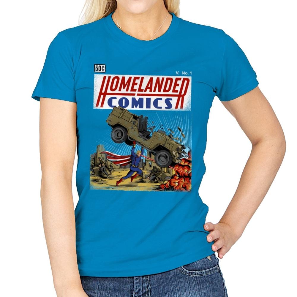 Laser Eyes Comics - Womens T-Shirts RIPT Apparel Small / Sapphire