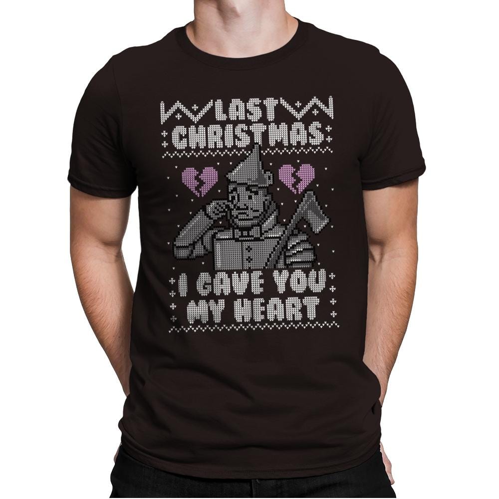 Last Christmas! - Ugly Holiday - Mens Premium T-Shirts RIPT Apparel Small / Dark Chocolate