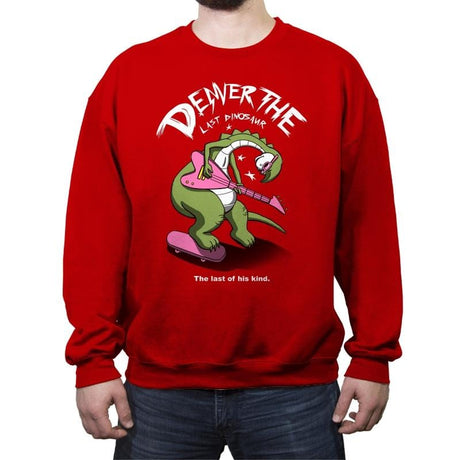 Last Dinosaur vs The World - Crew Neck Sweatshirt Crew Neck Sweatshirt RIPT Apparel Small / Red