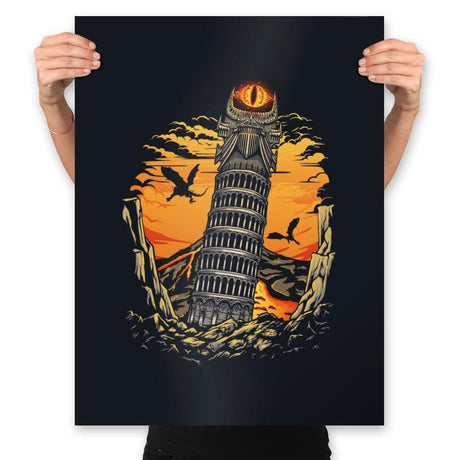 Leaning Dark Tower - Prints Posters RIPT Apparel 18x24 / Black