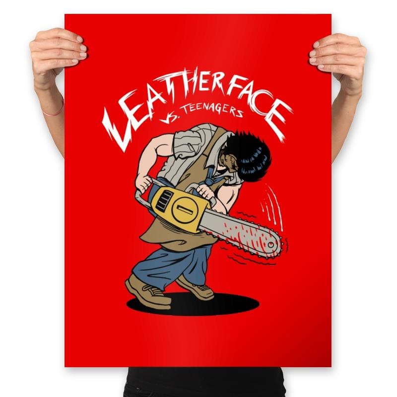 Leather vs Teenagers - Prints Posters RIPT Apparel 18x24 / Red