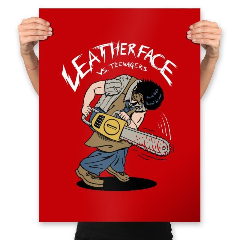 Leather vs Teenagers - Prints Posters RIPT Apparel 18x24 / Red