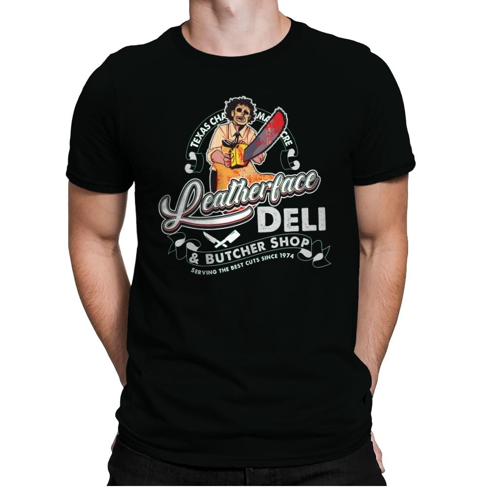 Leatherface Deli and Butcher Shop - Mens Premium T-Shirts RIPT Apparel Small / Black