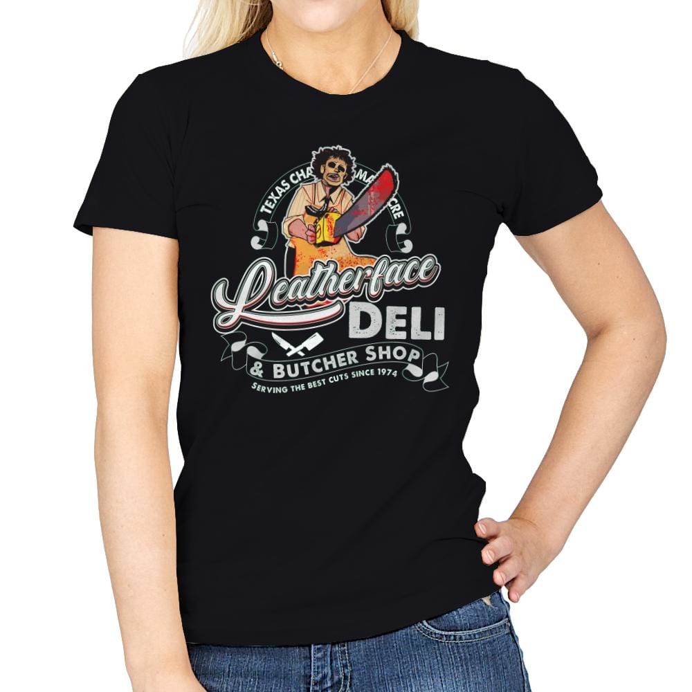 Leatherface Deli and Butcher Shop - Womens T-Shirts RIPT Apparel Small / Black