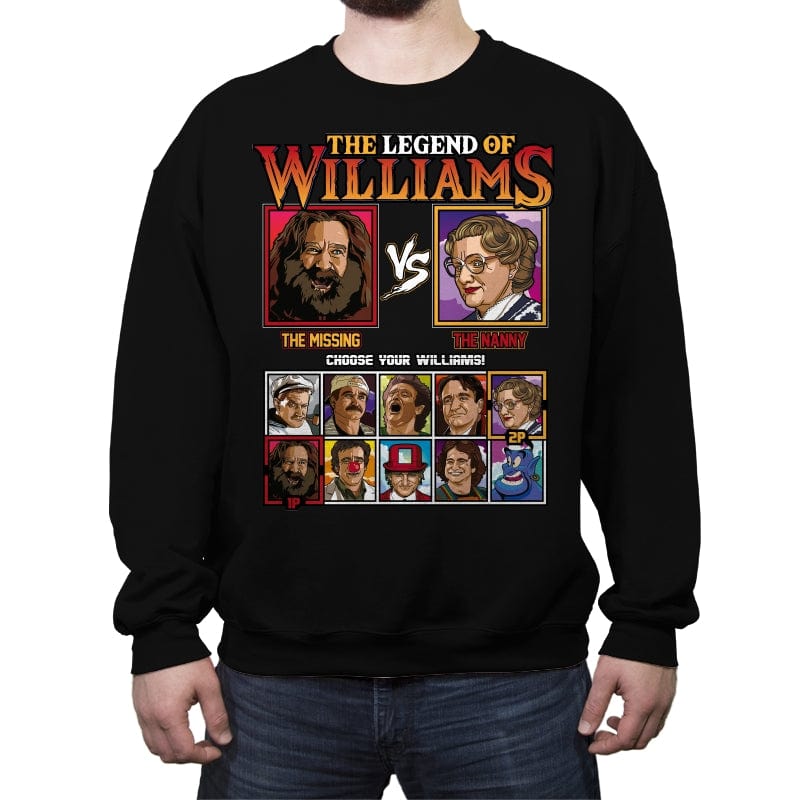 Legend of Williams - Retro Fighter Series - Crew Neck Sweatshirt Crew Neck Sweatshirt RIPT Apparel Small / Black