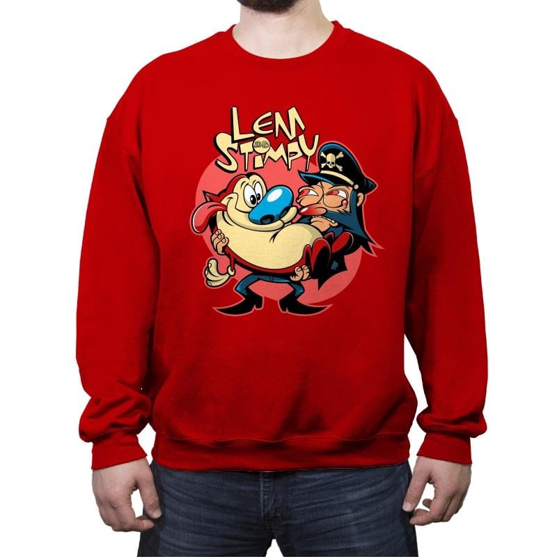 Lem & Stimpy - Crew Neck Sweatshirt Crew Neck Sweatshirt RIPT Apparel Small / Red