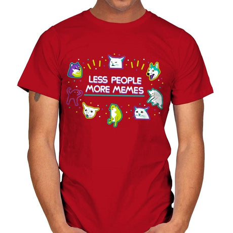 Less People More Memes - Mens T-Shirts RIPT Apparel Small / Red