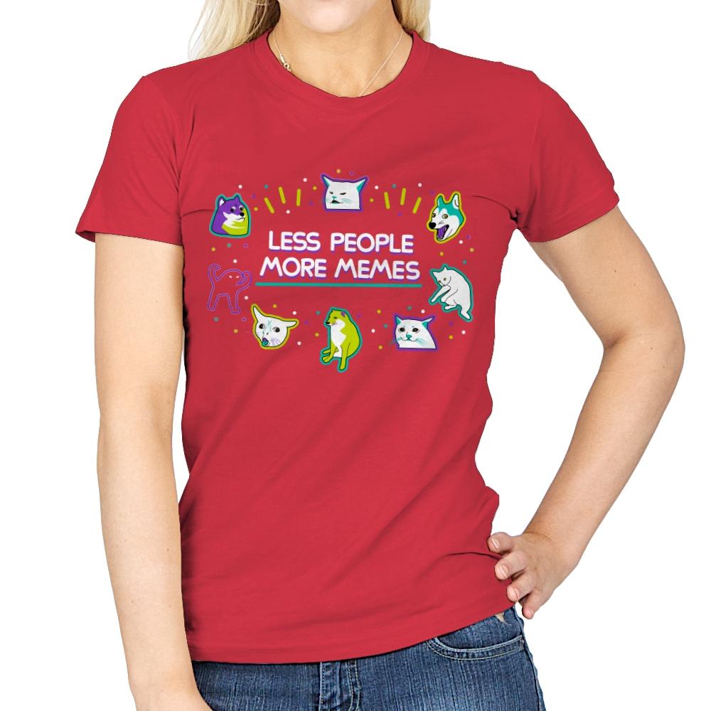 Less People More Memes - Womens T-Shirts RIPT Apparel Small / Red