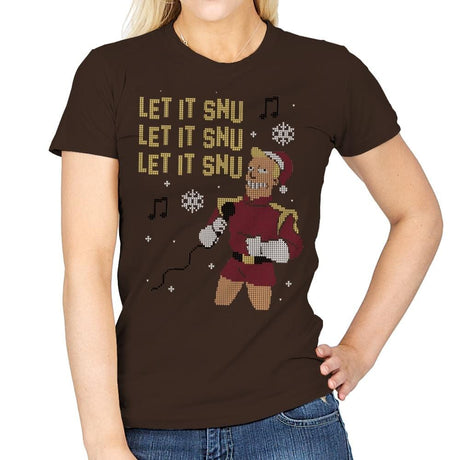 Let It Snu! - Ugly Holiday - Womens T-Shirts RIPT Apparel Small / Dark Chocolate