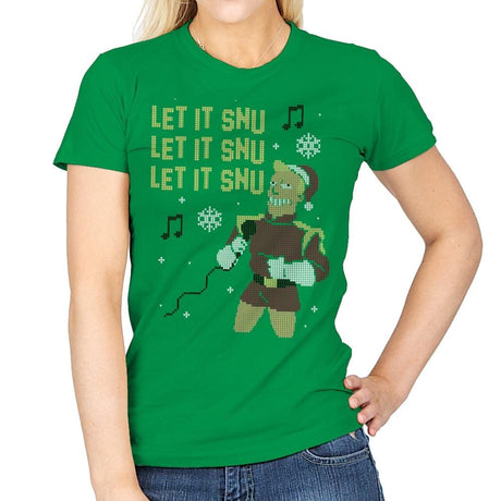 Let It Snu! - Ugly Holiday - Womens T-Shirts RIPT Apparel Small / Irish Green