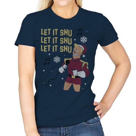 Let It Snu! - Ugly Holiday - Womens T-Shirts RIPT Apparel Small / Navy