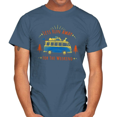 Lets Run Away For The Weekend - Mens T-Shirts RIPT Apparel Small / Indigo Blue