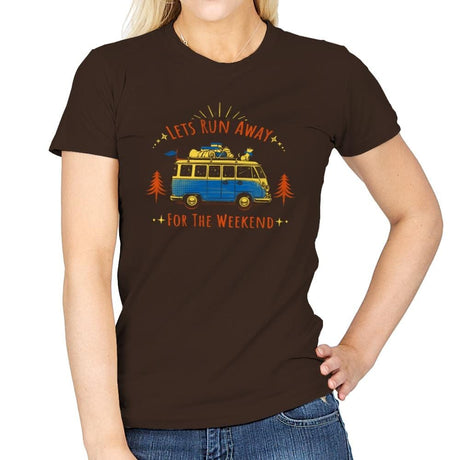 Lets Run Away For The Weekend - Womens T-Shirts RIPT Apparel Small / Dark Chocolate
