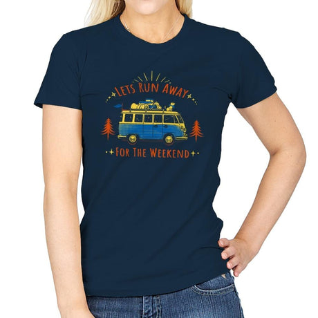 Lets Run Away For The Weekend - Womens T-Shirts RIPT Apparel Small / Navy