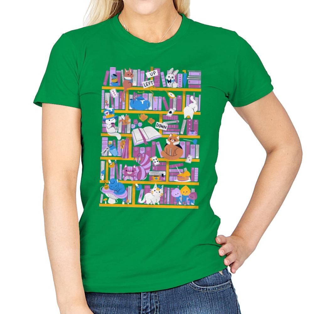 Library in Wonderland - Womens T-Shirts RIPT Apparel Small / Irish Green