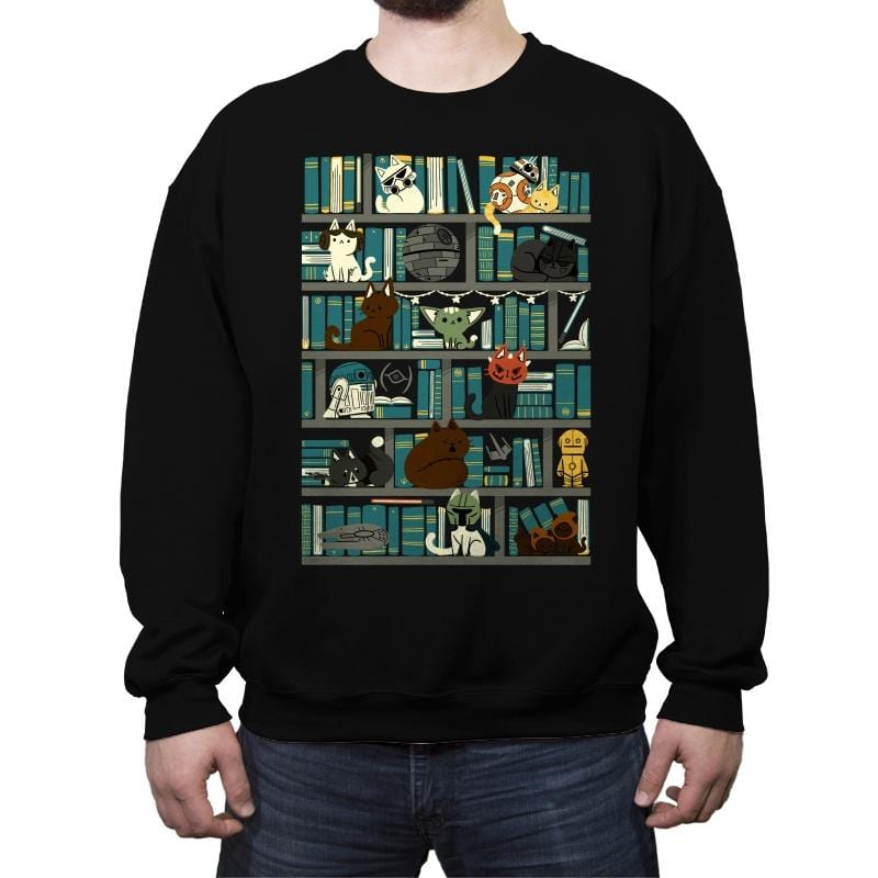 Library Kitten Wars - Crew Neck Sweatshirt Crew Neck Sweatshirt RIPT Apparel Small / Black