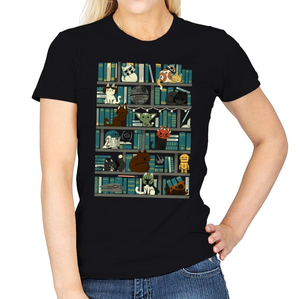 Library Kitten Wars - Womens T-Shirts RIPT Apparel Small / Black