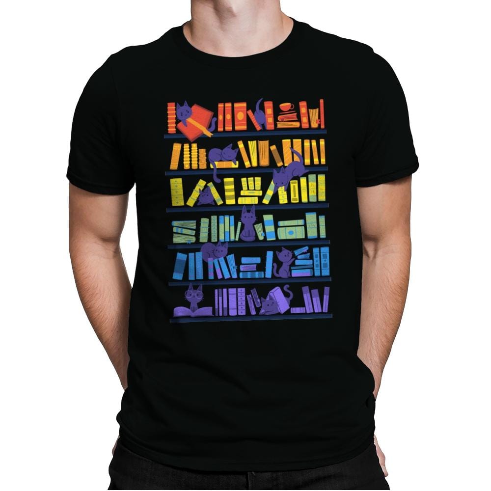 Library Kittens - Mens Premium T-Shirts RIPT Apparel Small / Black
