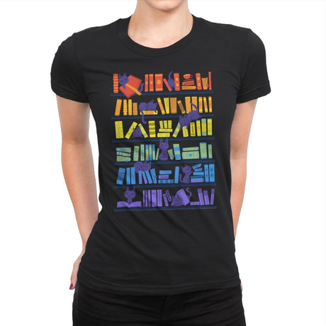 Library Kittens - Womens Premium T-Shirts RIPT Apparel Small / Black