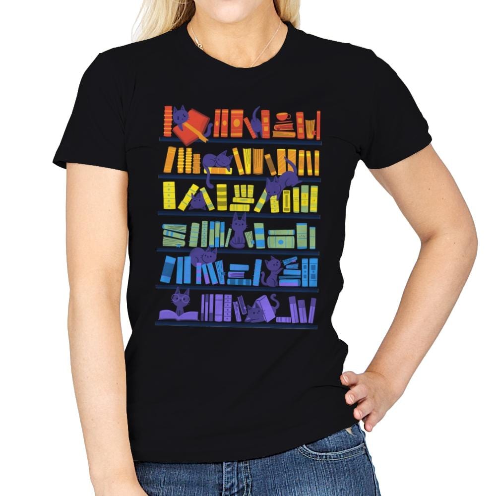 Library Kittens - Womens T-Shirts RIPT Apparel Small / Black