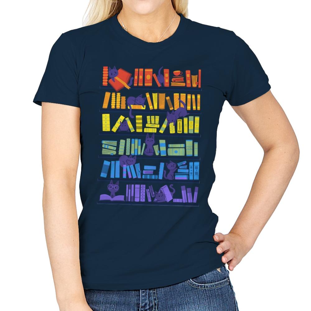Library Kittens - Womens T-Shirts RIPT Apparel Small / Navy