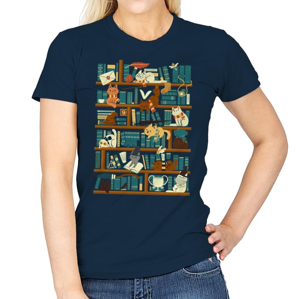 Library Magic School - Womens T-Shirts RIPT Apparel Small / Navy