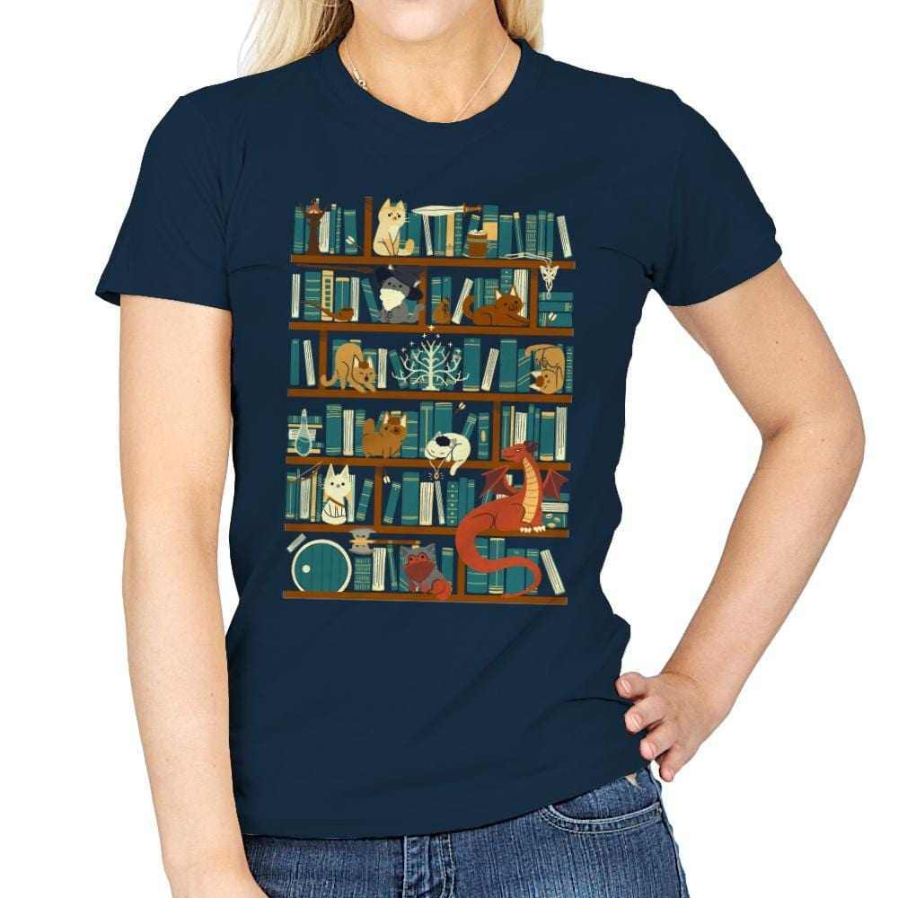 Library of the Ring - Womens T-Shirts RIPT Apparel Small / Navy