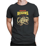 Life Begins After Coffee - Mens Premium T-Shirts RIPT Apparel Small / Heavy Metal