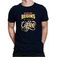Life Begins After Coffee - Mens Premium T-Shirts RIPT Apparel Small / Midnight Navy