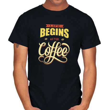 Life Begins After Coffee - Mens T-Shirts RIPT Apparel Small / Black