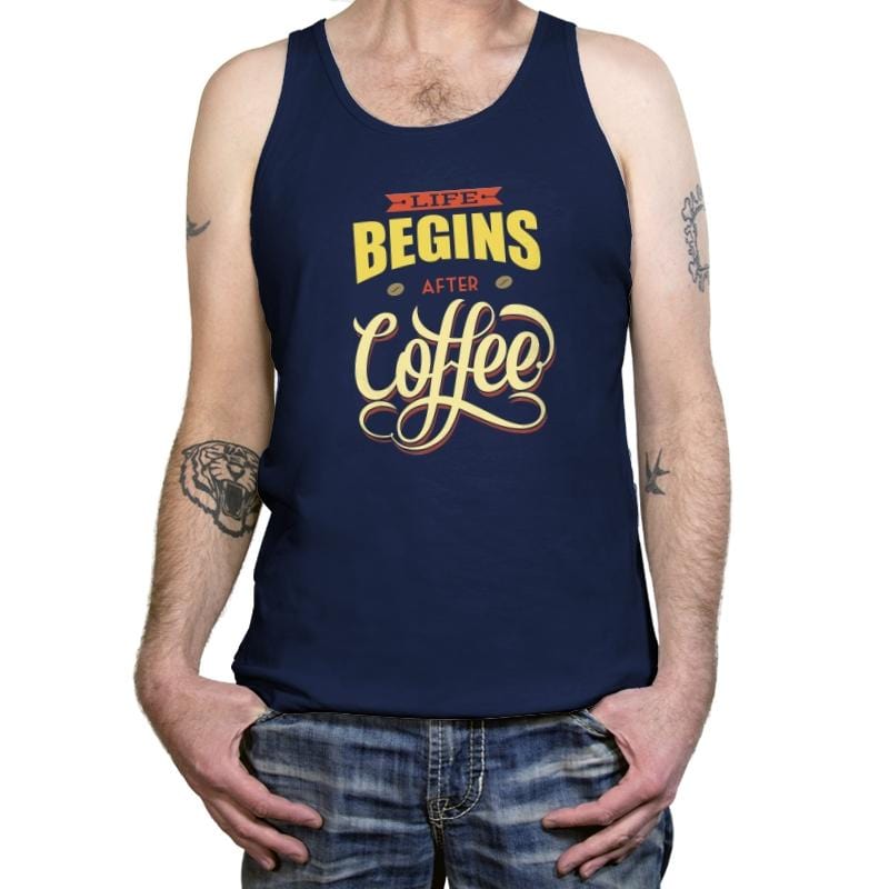 Life Begins After Coffee - Tanktop Tanktop RIPT Apparel X-Small / Navy
