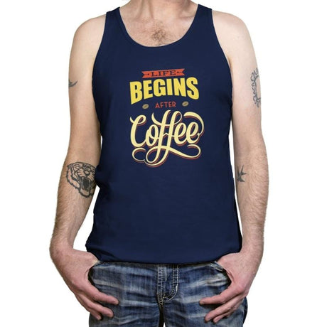 Life Begins After Coffee - Tanktop Tanktop RIPT Apparel X-Small / Navy