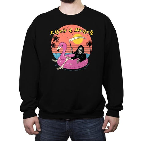 Life's A Beach - Crew Neck Sweatshirt Crew Neck Sweatshirt RIPT Apparel Small / Black