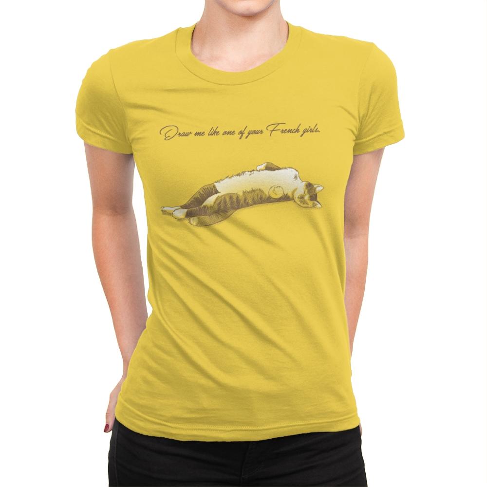 Like One of Your French Girls Exclusive - Womens Premium T-Shirts RIPT Apparel Small / Vibrant Yellow