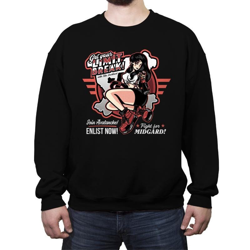 Limit Break with Tifa - Crew Neck Sweatshirt Crew Neck Sweatshirt RIPT Apparel