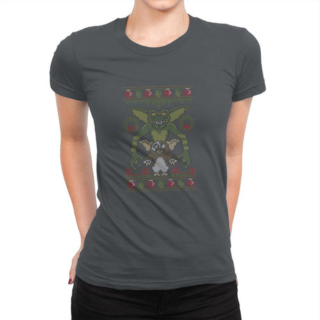 Little Monster - Ugly Holiday - Womens Premium T-Shirts RIPT Apparel Small / Heavy Metal