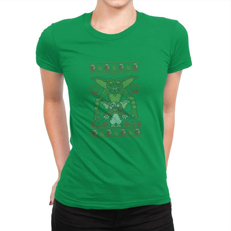 Little Monster - Ugly Holiday - Womens Premium T-Shirts RIPT Apparel Small / Kelly Green