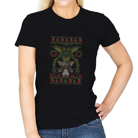 Little Monster - Ugly Holiday - Womens T-Shirts RIPT Apparel Small / Black