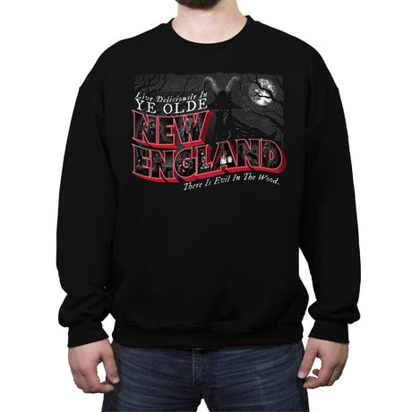 Live Deliciously in New England - Crew Neck Sweatshirt Crew Neck Sweatshirt RIPT Apparel Small / Black